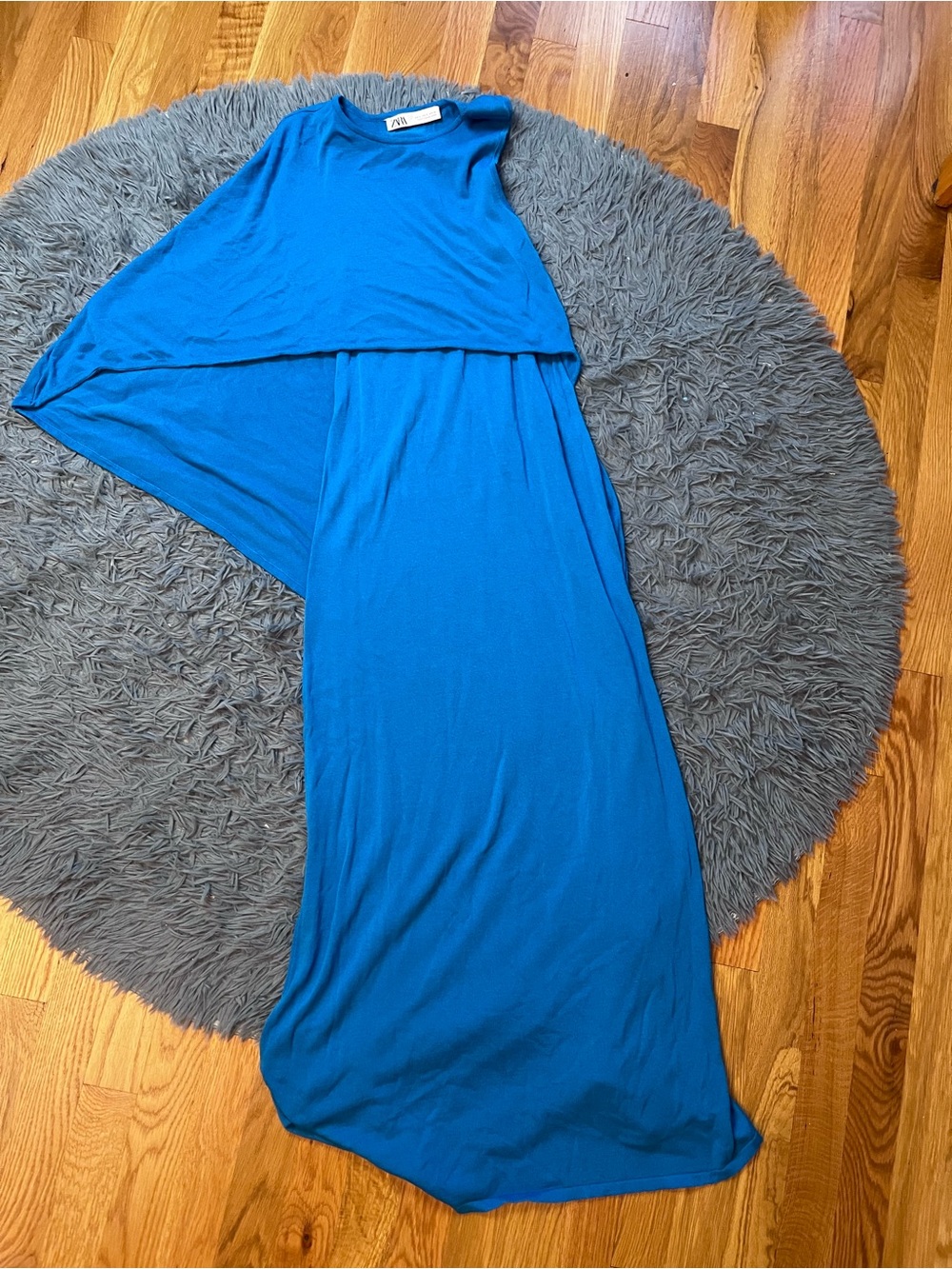 Zara Blue Cape Sleeveless Knit Maxi Dress - Picture 3 of 7